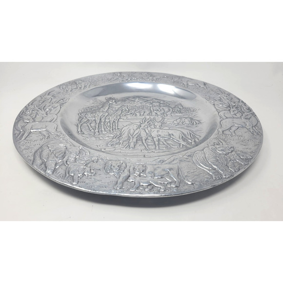 Vintage 1990 Arthur Court Safari Plate 14" Round Aluminum Serving Platter RARE - Picture 4 of 5